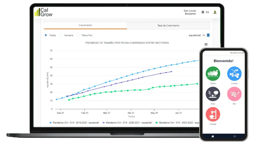 CalGrow app en acción